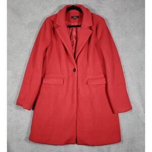 Lulu's "Cozy Contender" Long Red Coat Size L Relaxed Fit Outdoors Colorful NWOT